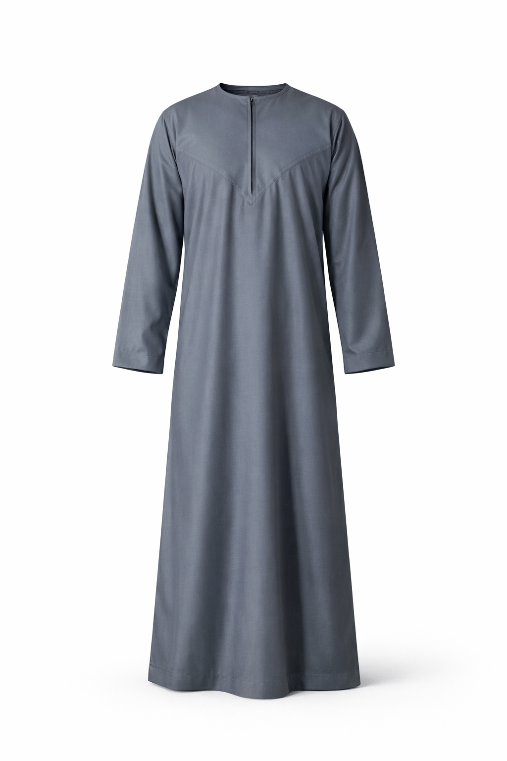 Long-sleeve gray thobe for men on a white background