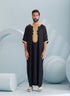 Men's Premium Moroccan Thobe in Black & Gold