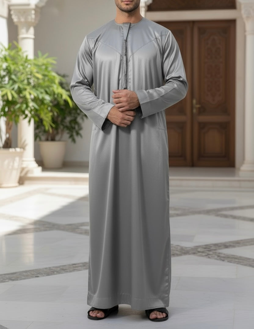 Grey- Emaar Basic's Shiny Emirati Thobes