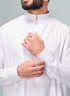 Men's Traditional Saudi Collared Thobe in White | Thobeluxe