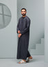 Men's Premium Emaar Thobe in Grey, Emaar, luxurious Emirati style thobe made in the UAE cotton Men's Luxury Thobes Thobes Authentic Saudi Thobes by Thobeluxe