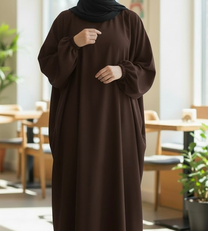 Brown Batwing Abaya TL Essentials