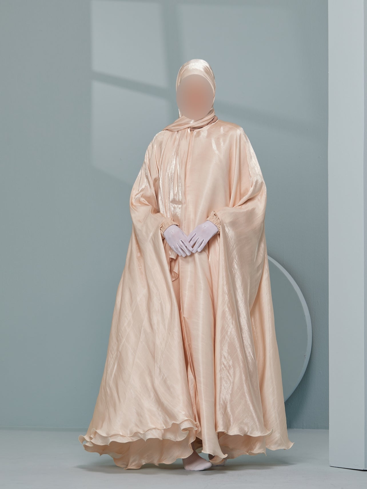 Women's Luxury Kaftan Style Abaya Set with scarf in Champagne