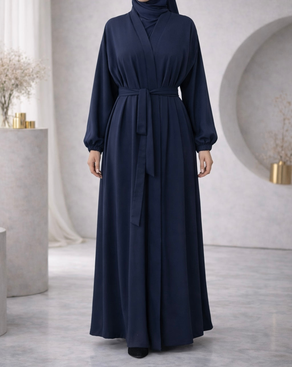 Classic Nidha Open Abayas Cuffed Sleeve