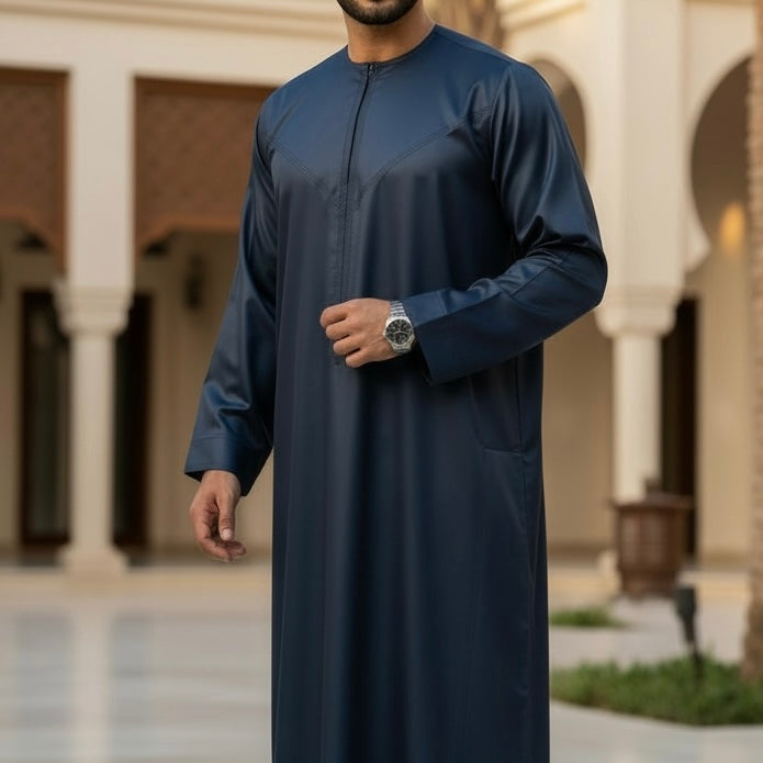 Navy Silky Omani Thobe TL Essentials