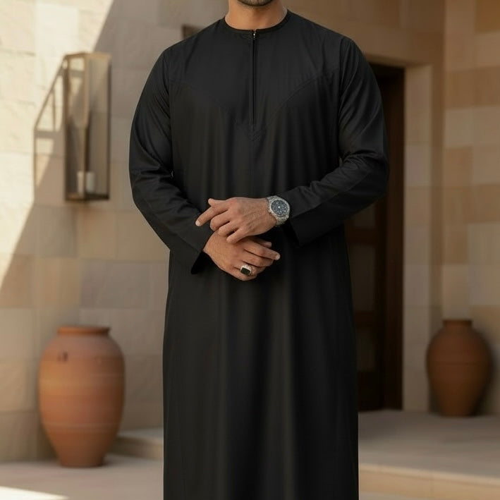 Matte Black Omani Thobe TL Essentials
