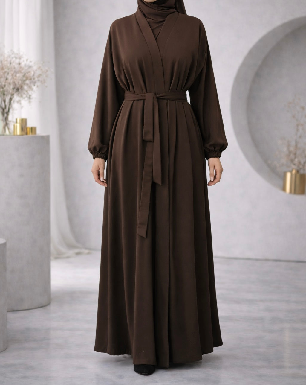 Classic Nidha Open Abayas Cuffed Sleeve