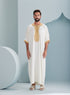 Thobeluxe mens moroccan thobe in white and gold