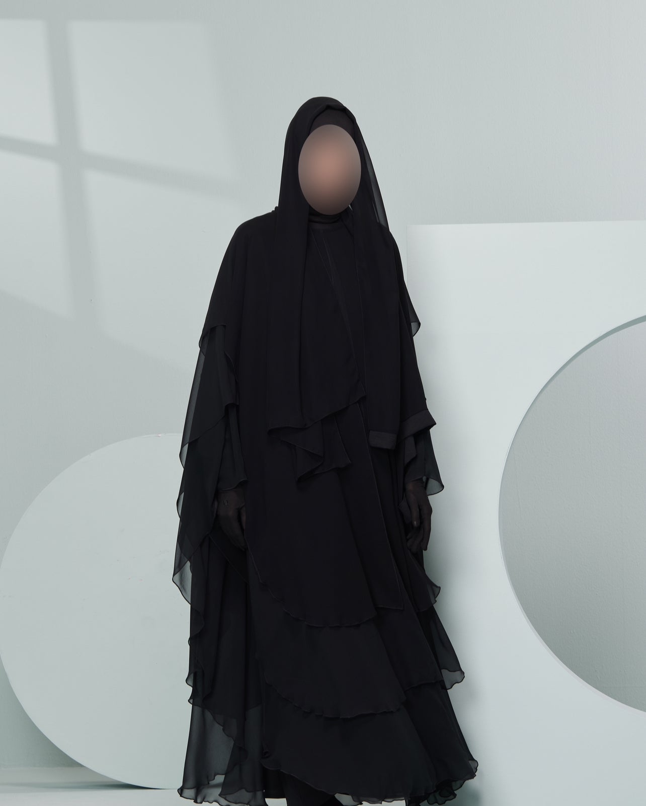 Women's Farasha Style Abaya Set in Black