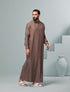 Mens Traditional Saudi Collared Thobe in Hazelnut Thobeluxe