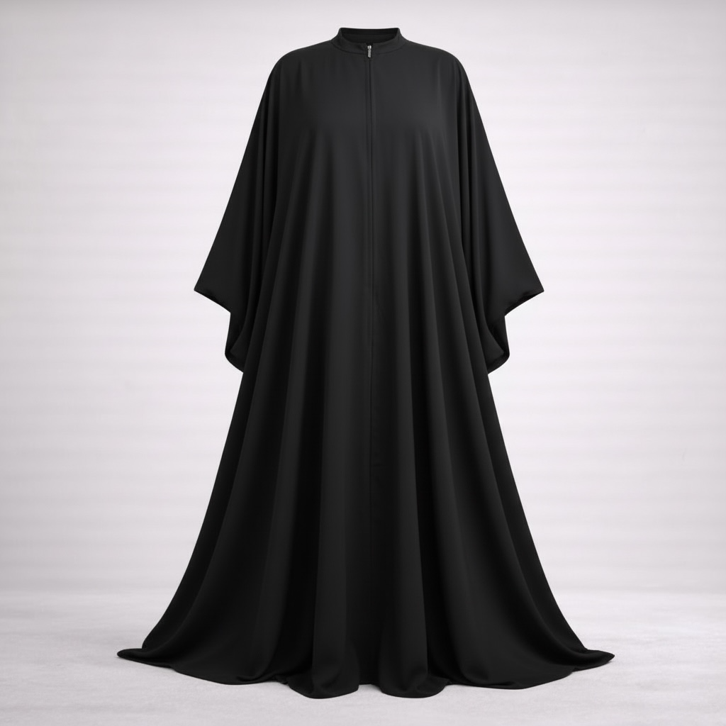 Batwing Abaya in Black on white background