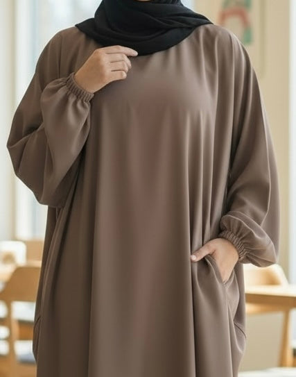 Taupe Batwing Abaya TL Essentials