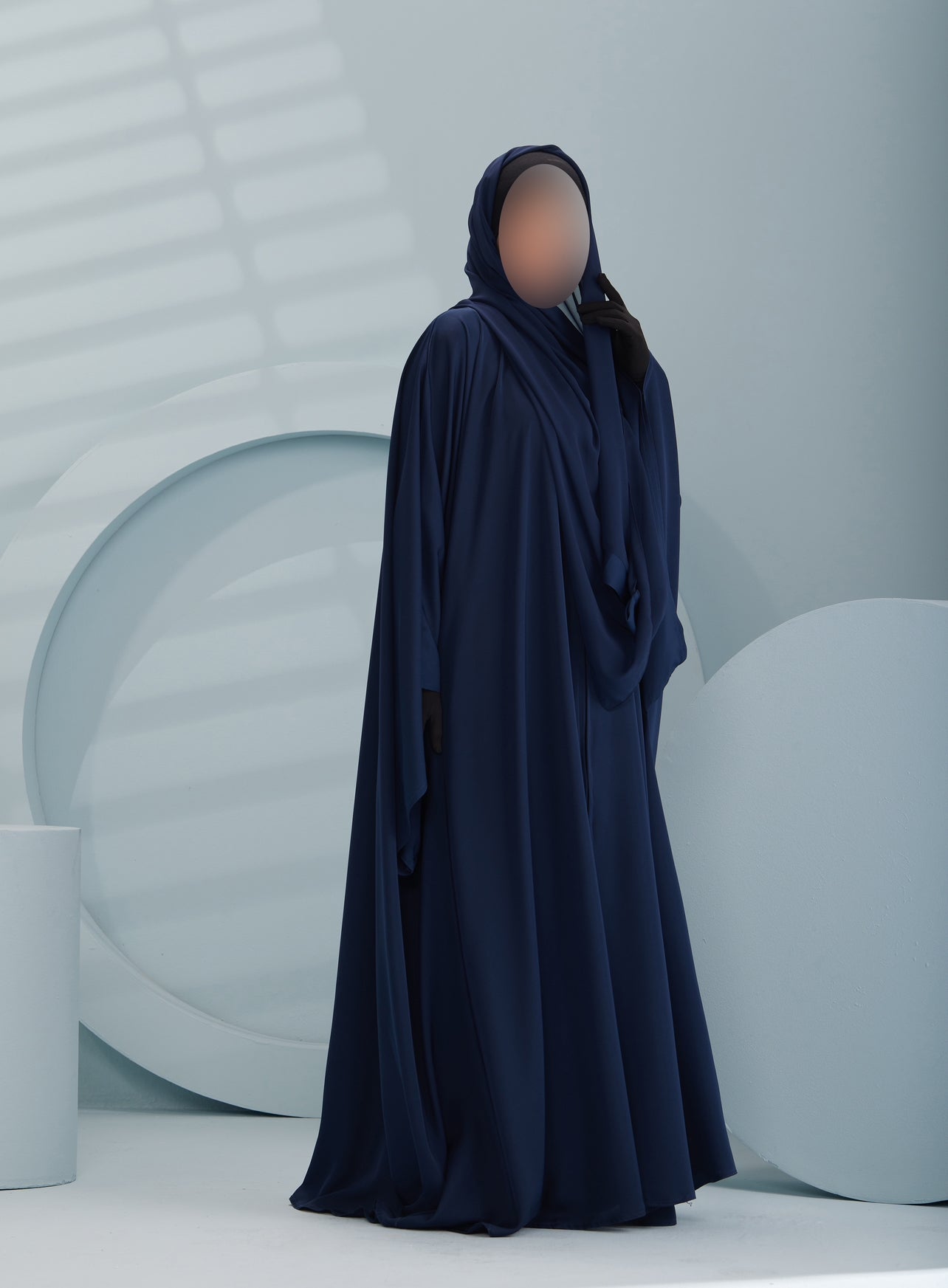 Women's Premium Batwing Abaya with Scarf in Navy Sobha, thobeluxe premium everyday batwing/butterfly navy abaya with a matching chiffon scarf