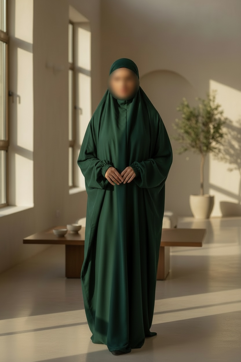 Premium One Piece Jilbab in Emerald with Niqab
