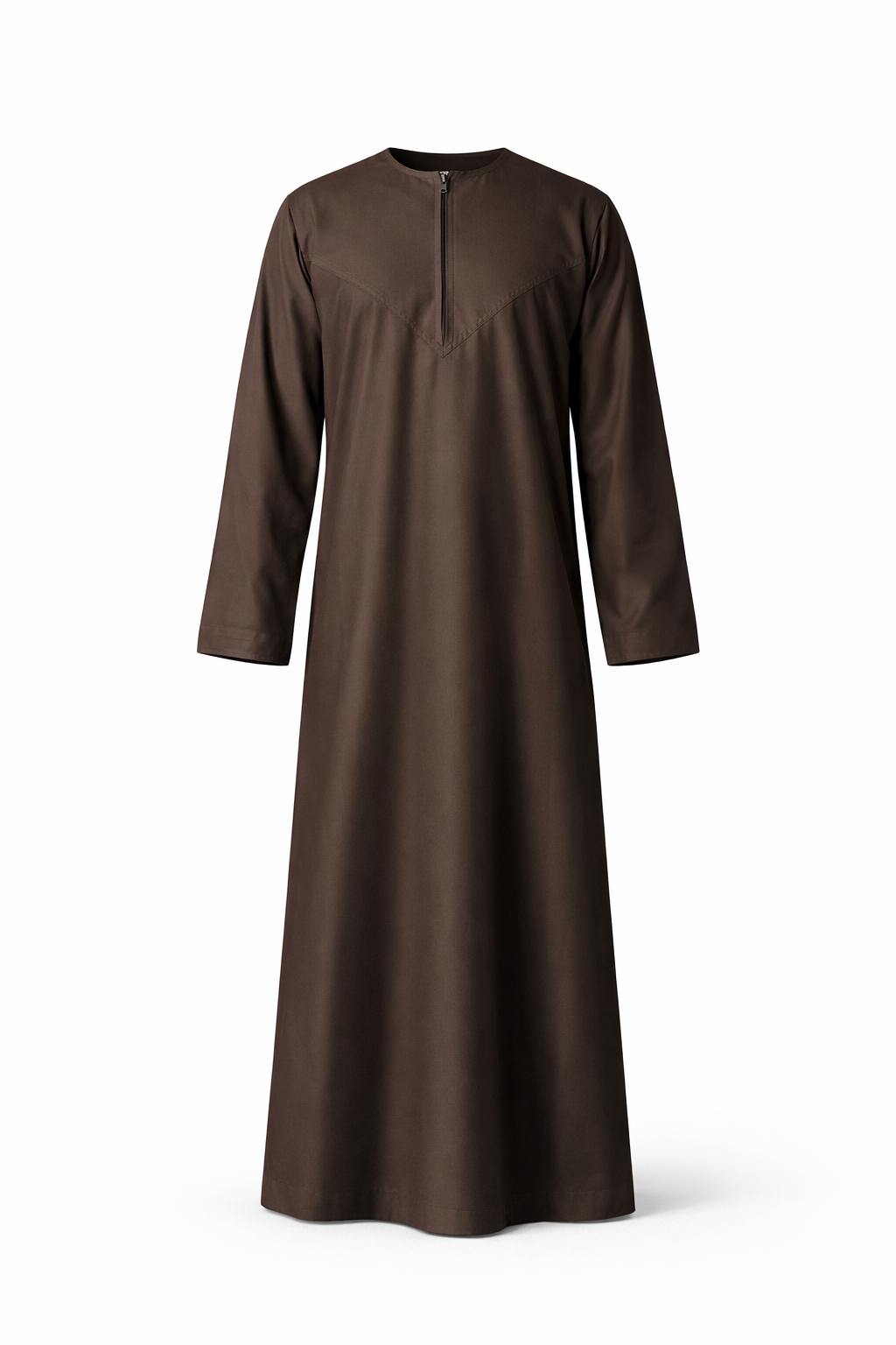 Brown long-sleeve thobe on a white background