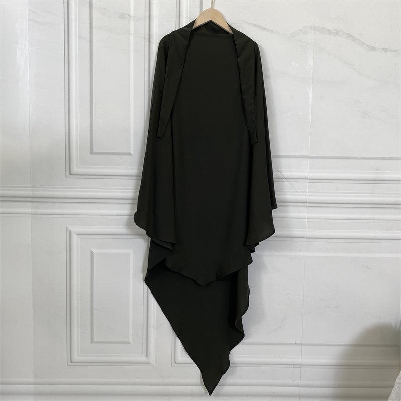 Thobeluxe Premium Nidha Khimar lightweight, breathable, and drapes and is comfortable. Colour black