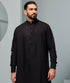 Men's Traditional Saudi Collared Thobe in Black | Thobeluxe