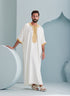 Thobeluxe mens moroccan thobe in white and gold