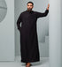 Men's Traditional Saudi Collared Thobe in Black | Thobeluxe