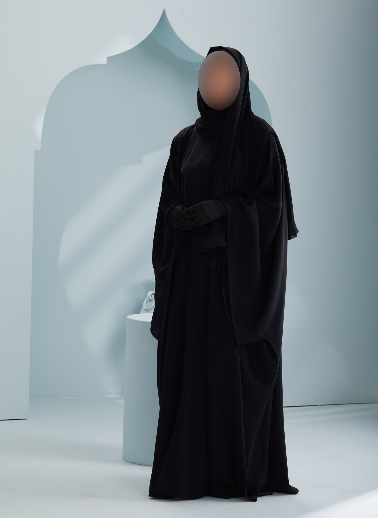 Women's Premium Batwing Abaya with Scarf in Black Sobha, thobeluxe premium everyday batwing/butterfly black abaya with a matching chiffon scarf