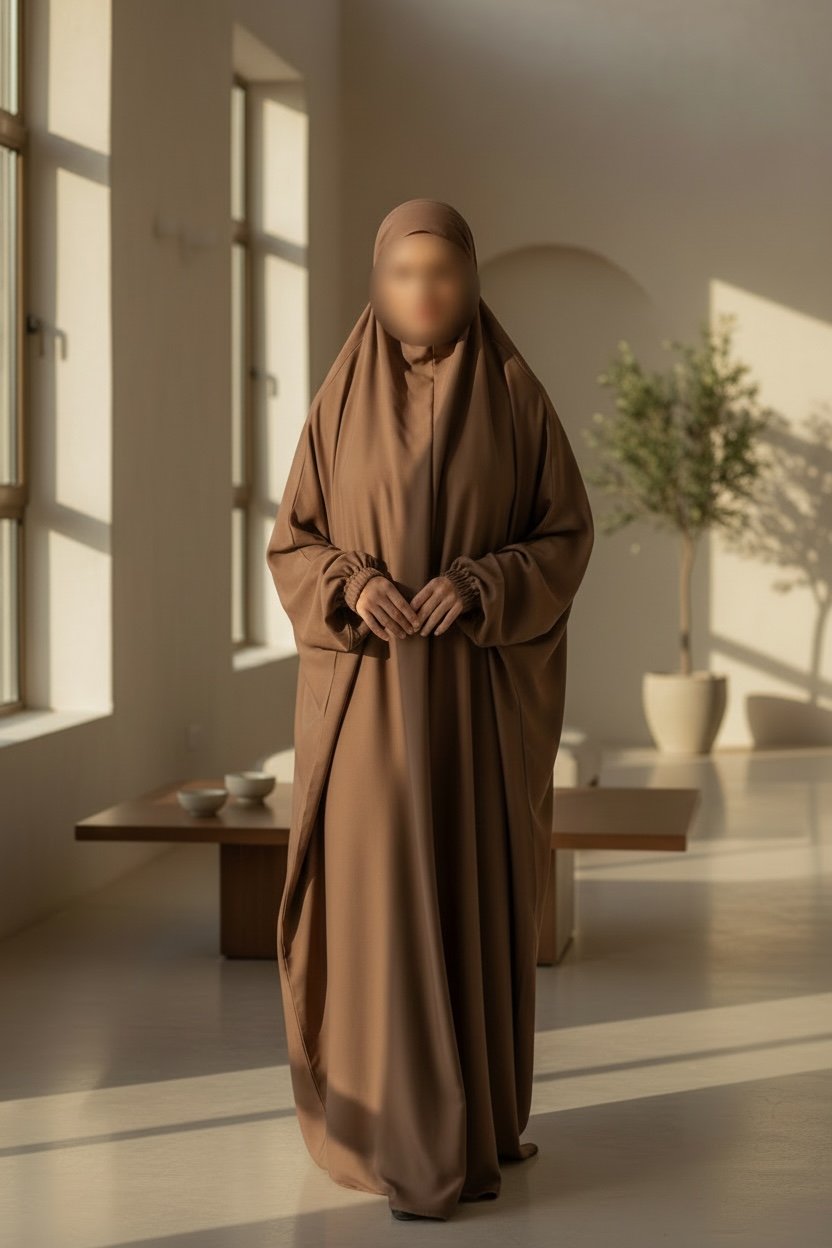 Premium One Piece Jilbab in Cappuccino with Niqab