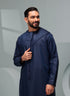 Men's Premium Emaar Thobe in Navy Blue with Tassel Thobeluxe