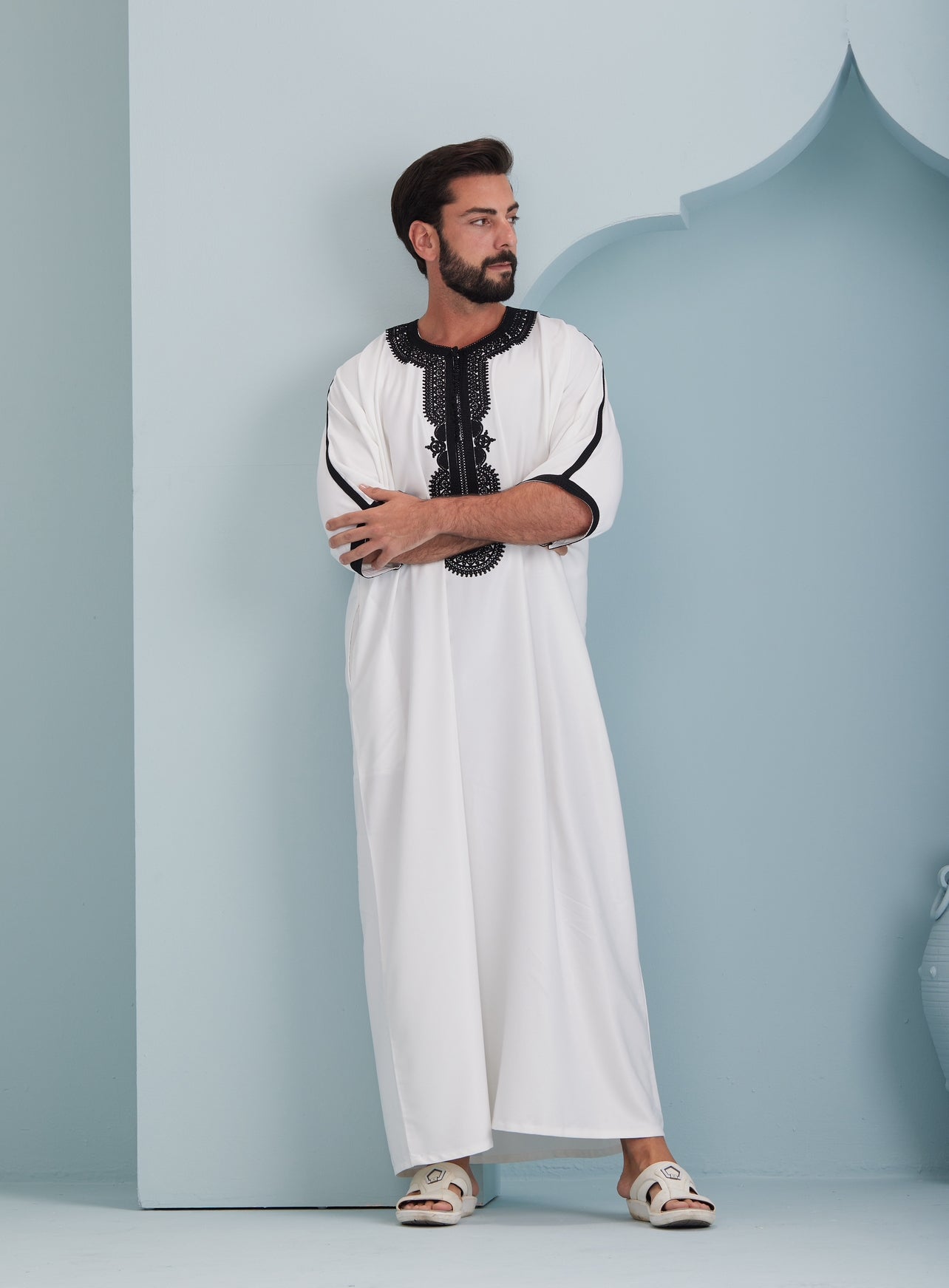 Men's white Moroccan Thobe Gandoura Thobes