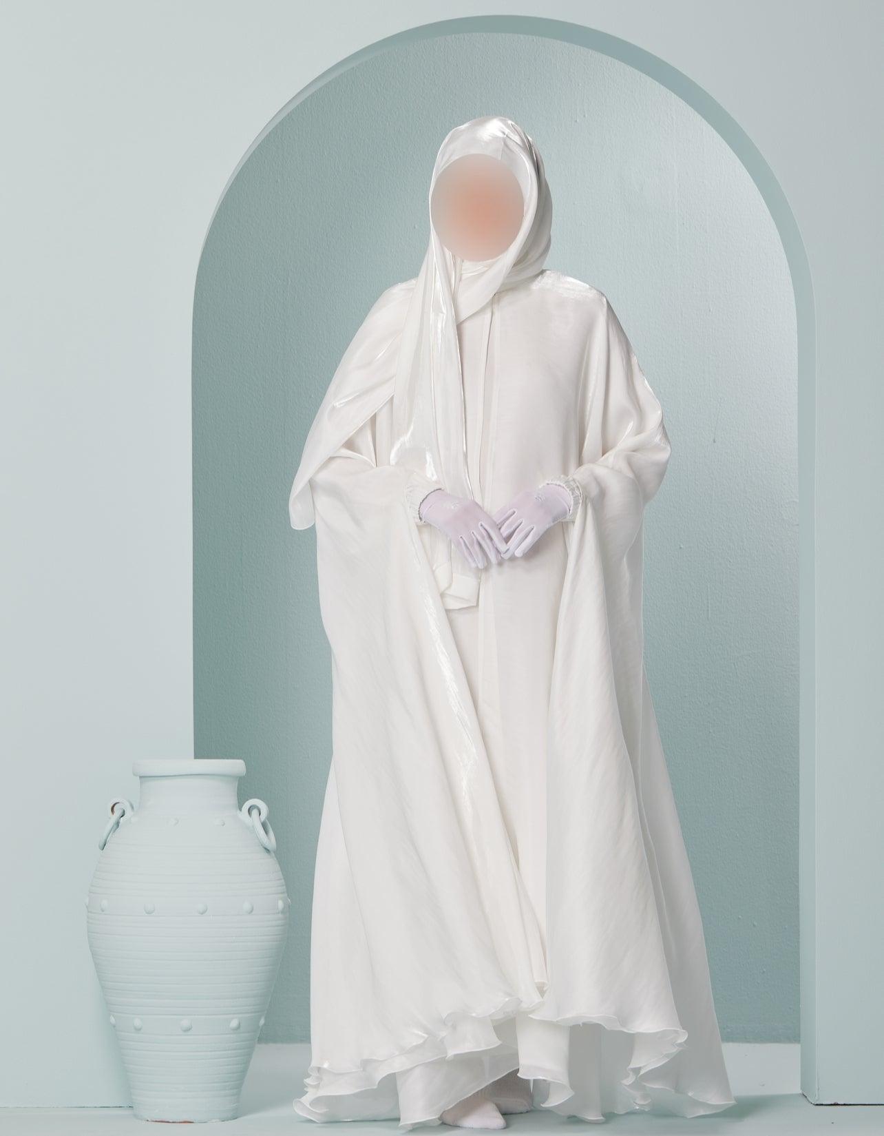 Women's Luxury Kaftan Style Abaya Set in White