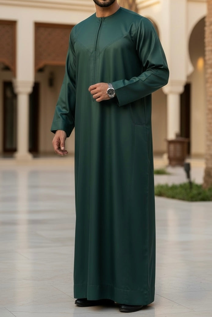 Hunter Green Silky Omani Thobe TL Essentials