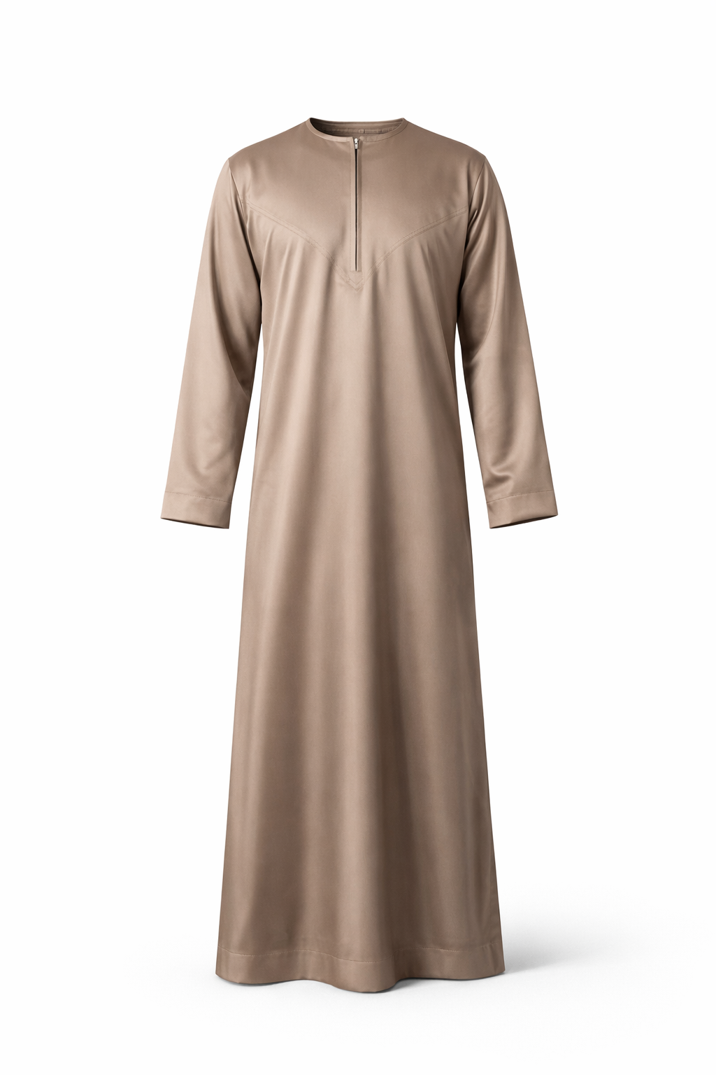 Silky Mocha Omani Thobe For Men on white background