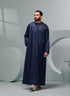 Men's Premium Emaar Thobe in Navy Blue with Tassel Thobeluxe