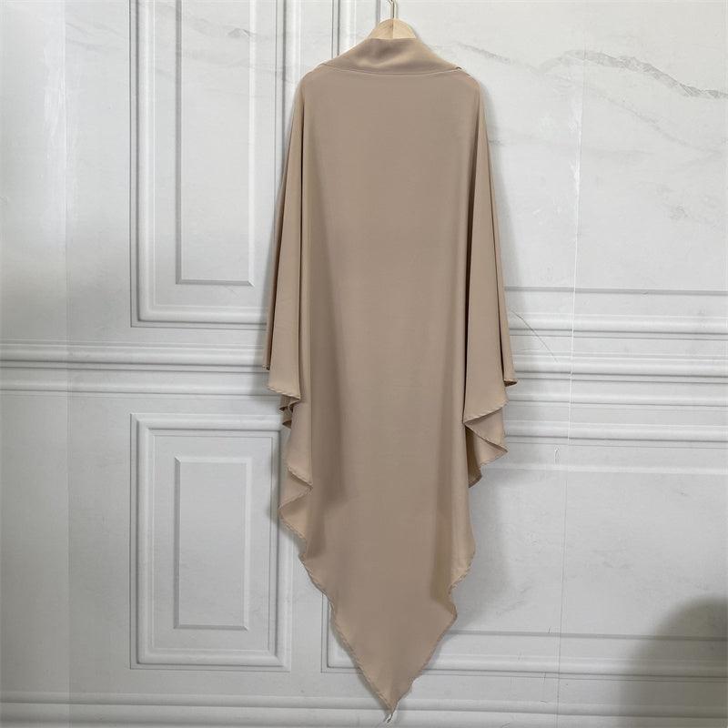 Thobeluxe Premium Nidha Khimar lightweight, breathable, and drapes and is comfortable. Colour beige