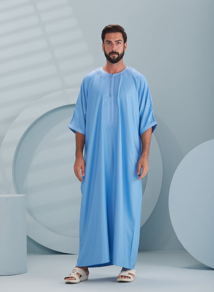 Traditional Moroccan Thobes sky blue by Thobeluxe