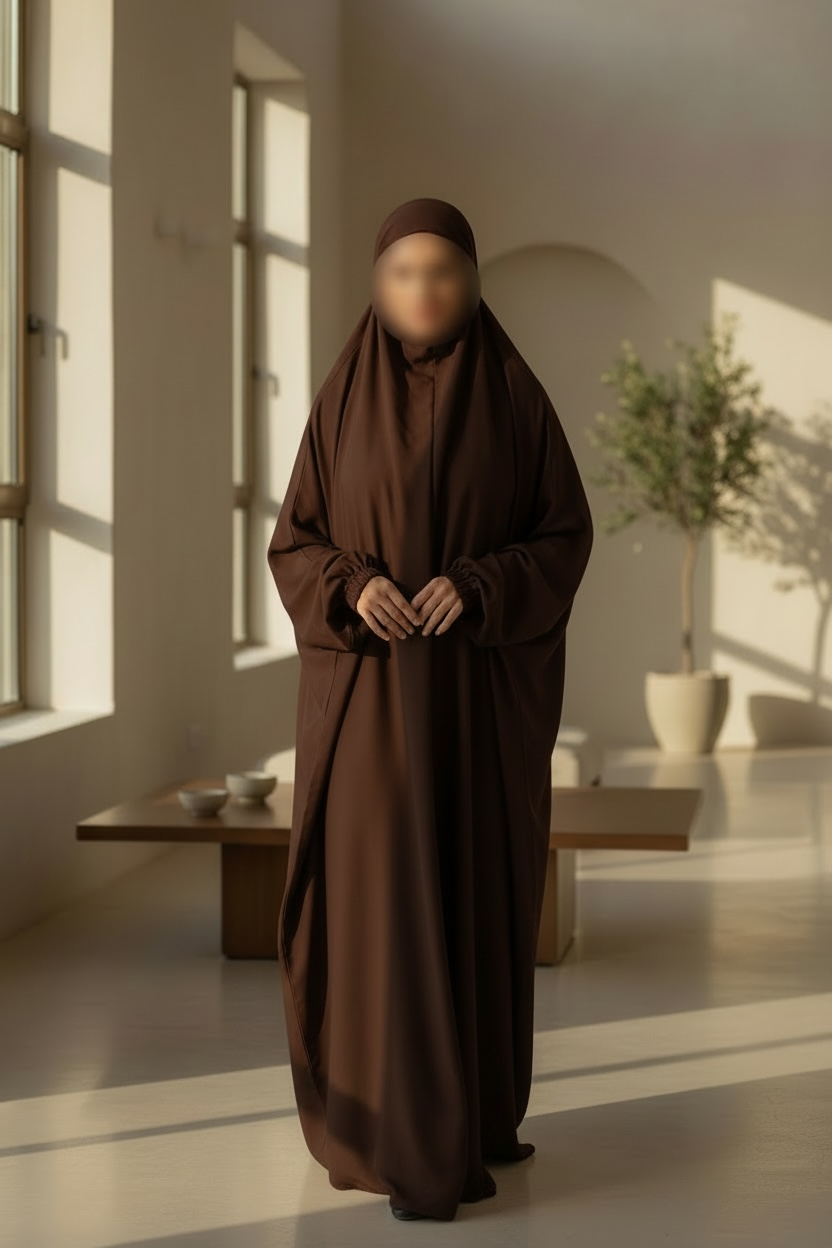 Premium One Piece Jilbab in Brown with Niqab