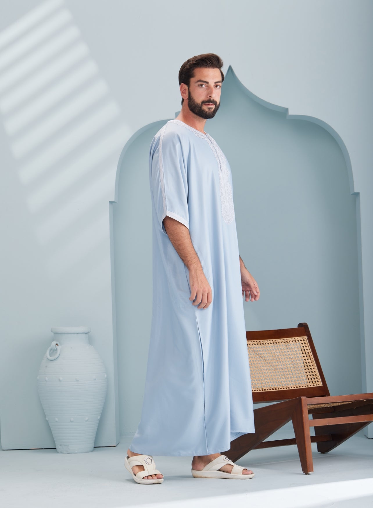 Men's Moroccan Thobe Ice Grey Tradition thobes