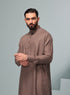 Mens Traditional Saudi Collared Thobe in Hazelnut Thobeluxe