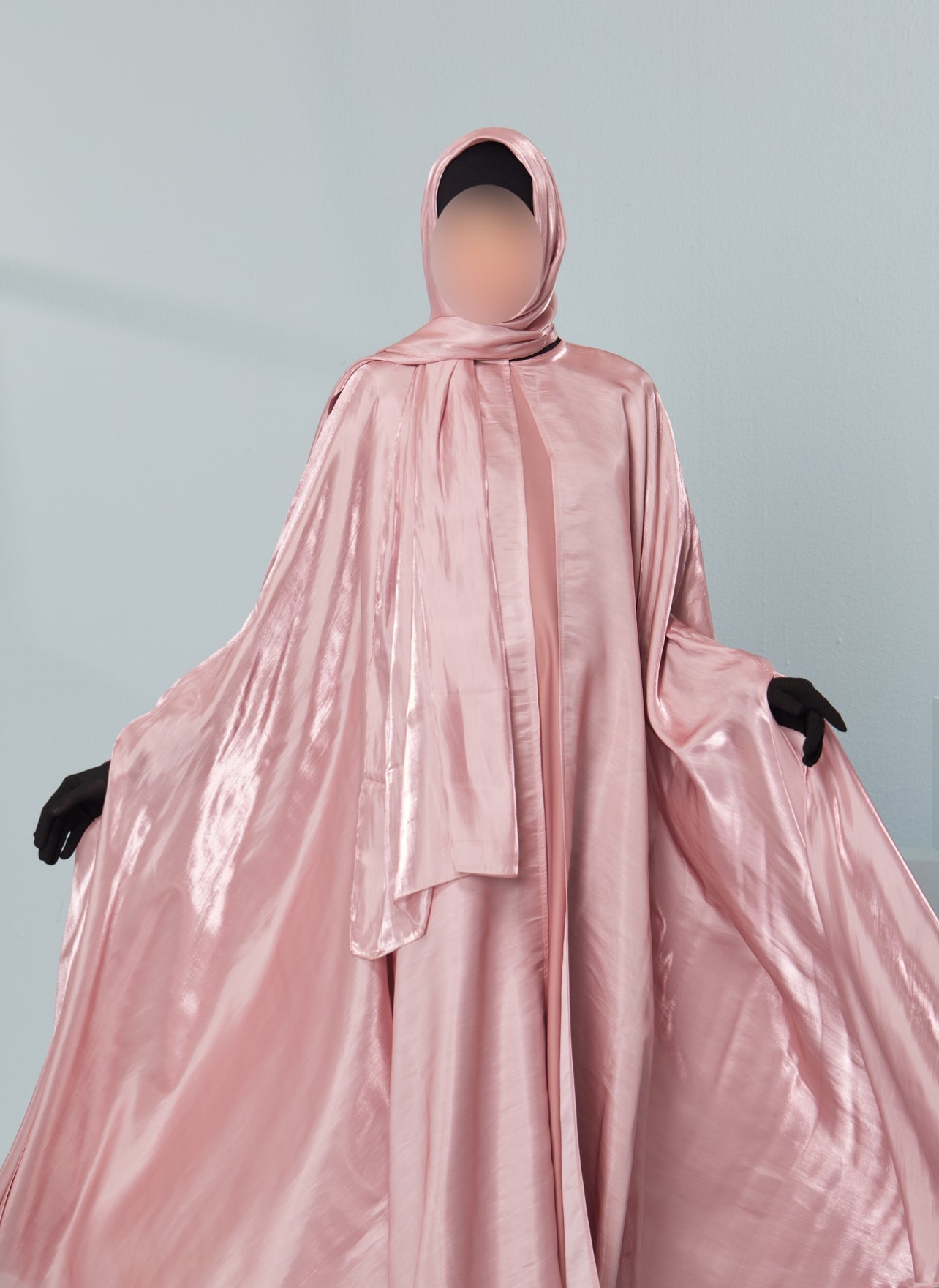 Women's Luxury Kaftan Style Abaya Set with scarf in Pink