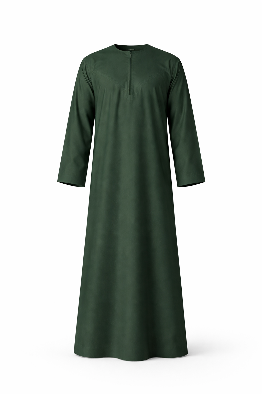 Matte Forest Green Omani Thobe on white background
