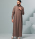 Mens Traditional Saudi Collared Thobe in Hazelnut Thobeluxe