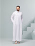 Men's Traditional Saudi Collared Thobe in White | Thobeluxe