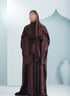 Women's Premium Batwing Abaya with Scarf in Chocolate Sobha, Thobeulxe premium everyday batwing/butterfly Chocolate abaya with a matching chiffon scarf