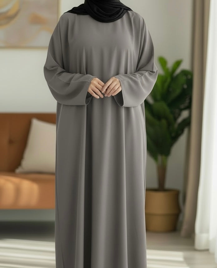 Pebble Grey Closed Abaya TL Essentials