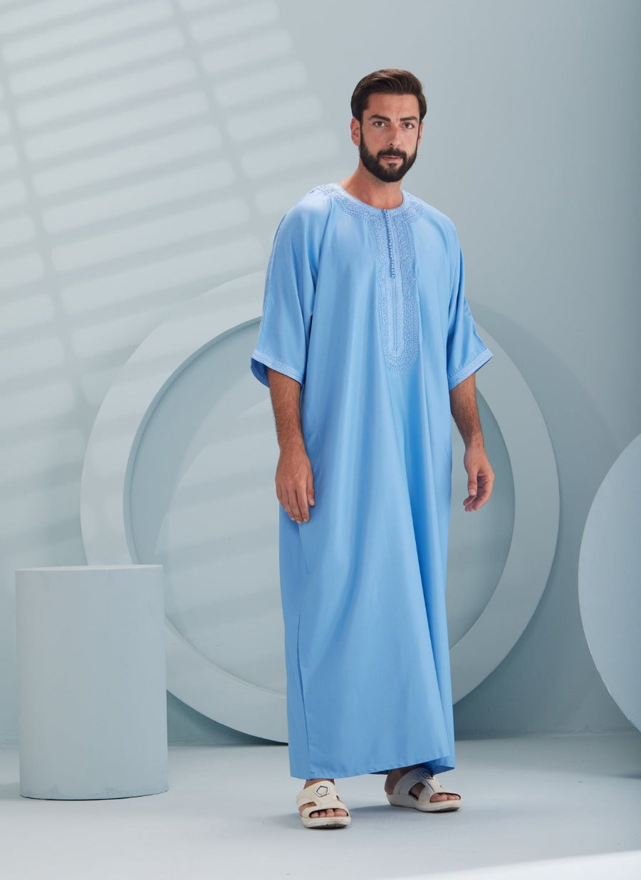 Traditional Moroccan Thobes sky blue by Thobeluxe