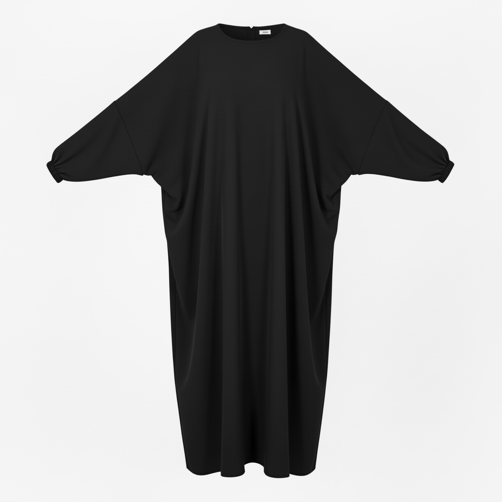 Black abaya with wide sleeves on a white background