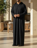 Premium Hooded Suede Thobe Midnight Black