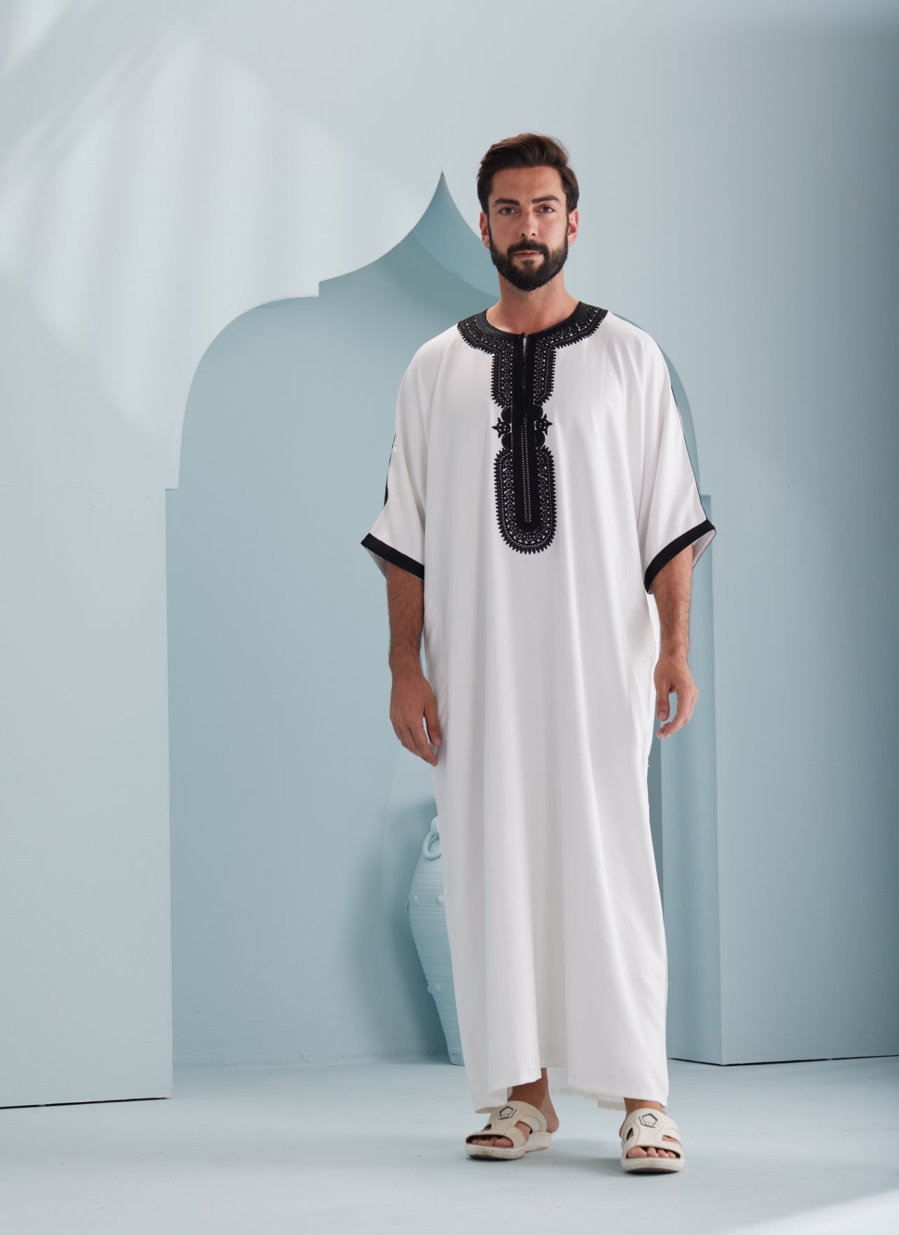 Men's white Moroccan Thobe Gandoura Thobes