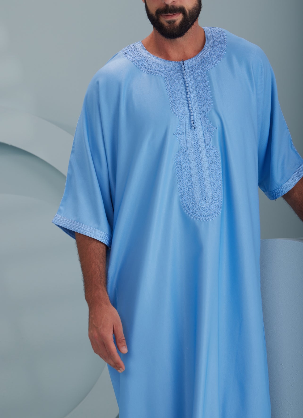 Traditional Moroccan Thobes sky blue by Thobeluxe