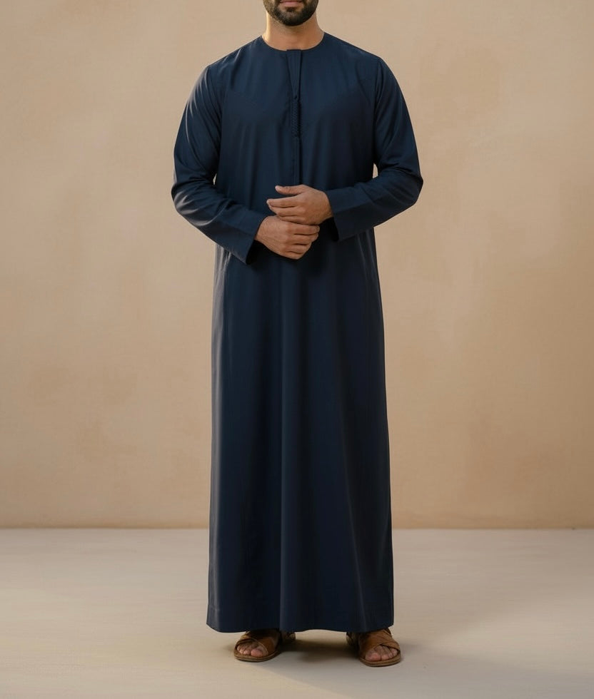 Emaar Matte Navy Blue Premium Emirati Thobe
