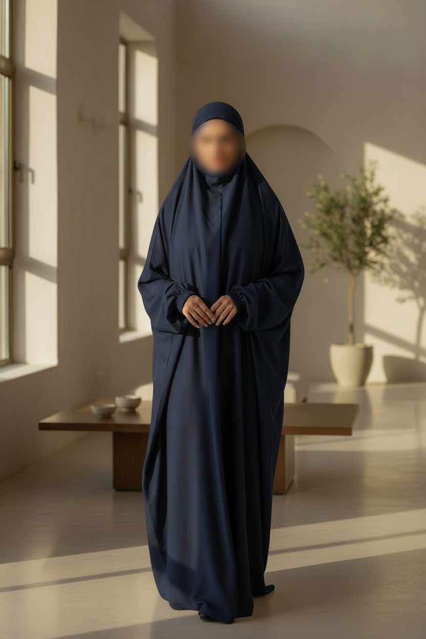 Premium One Piece Jilbab in Navy with Niqab