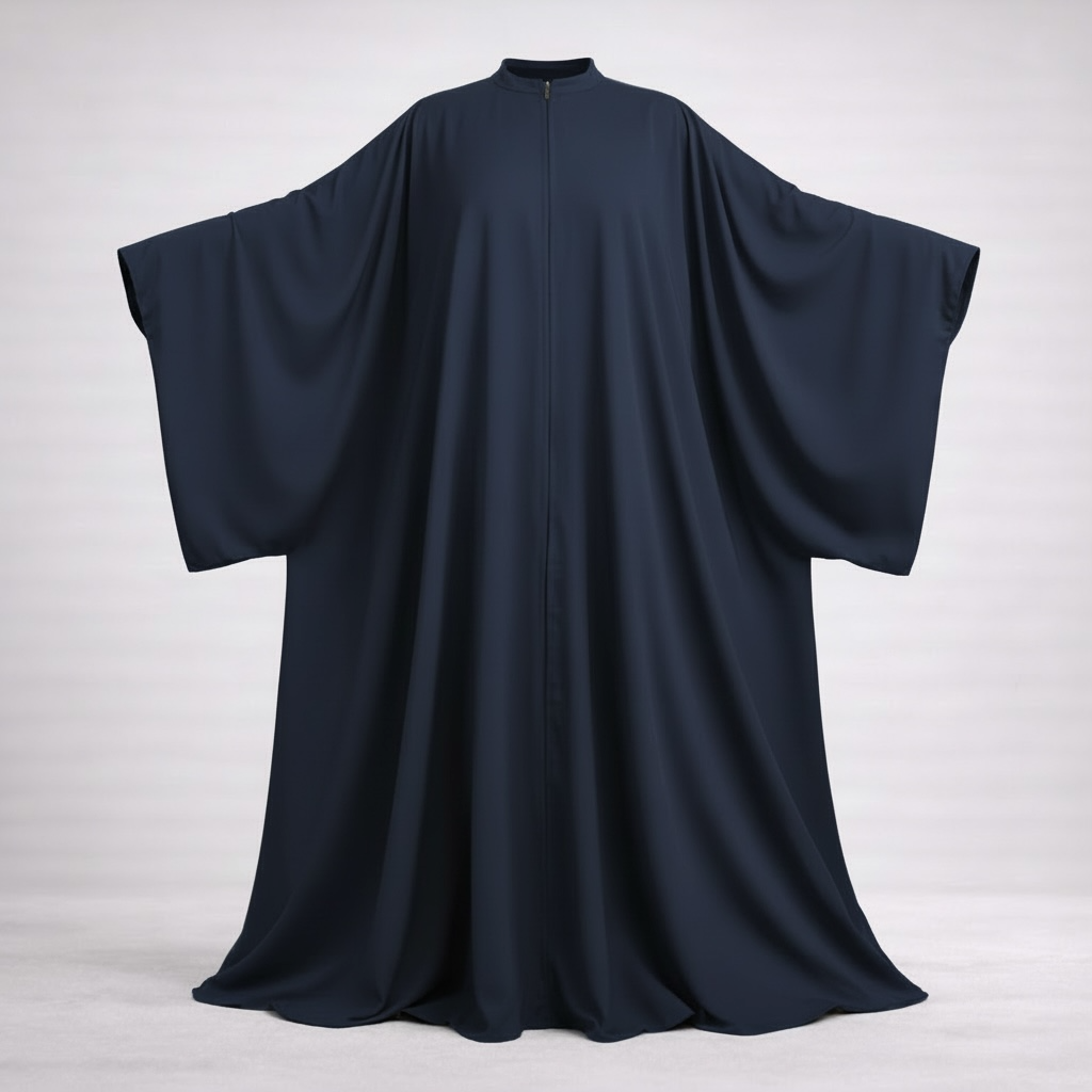 Dark blue abaya on a white background